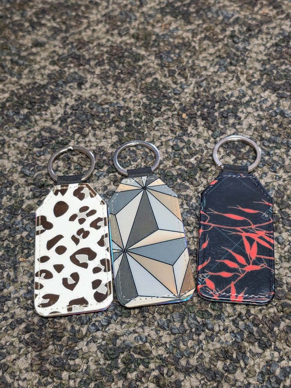 Assorted Keychains Key Ring Set Of 3 Printed Design